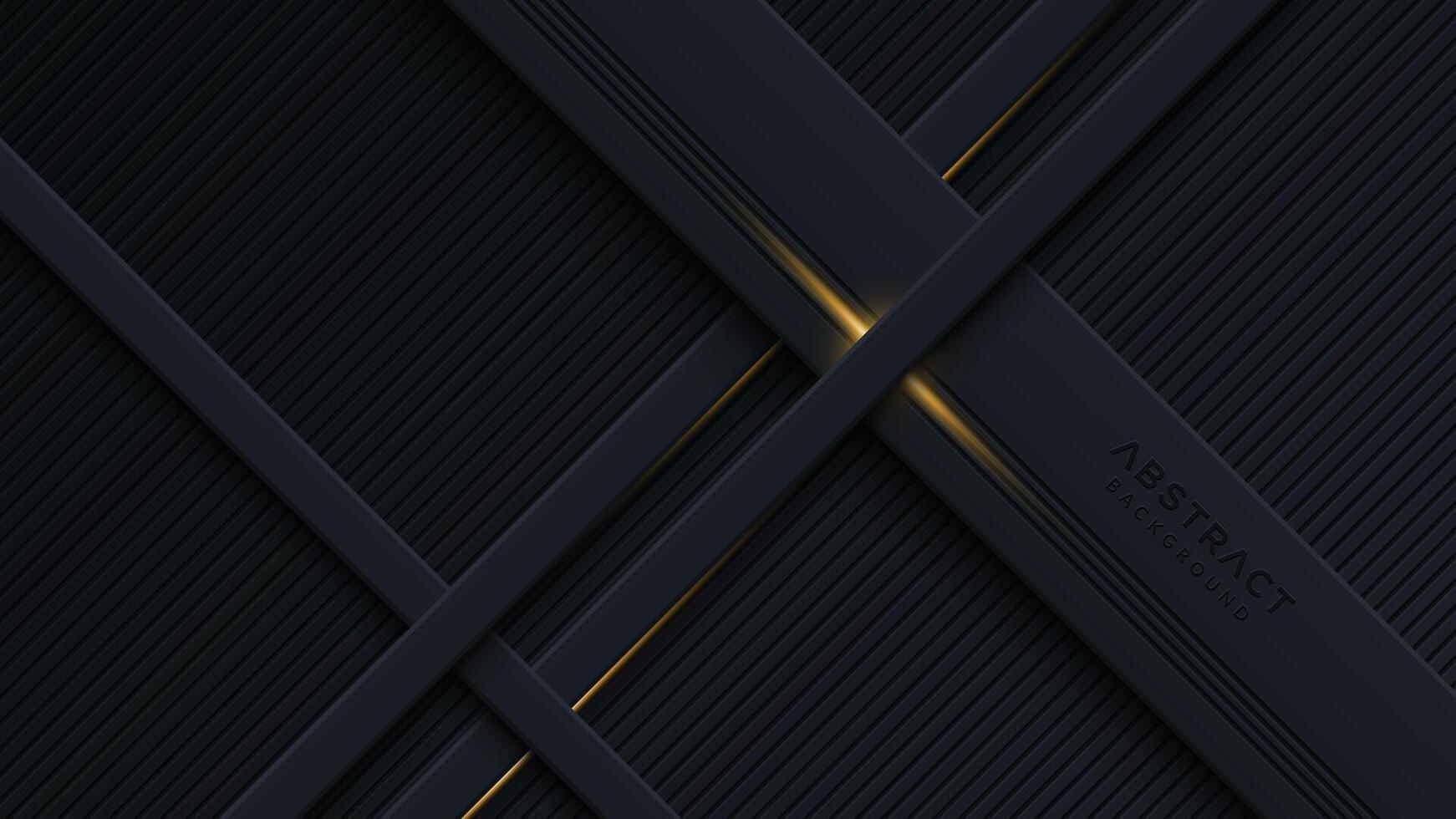 Abstract black background with diagonal golden lines vector