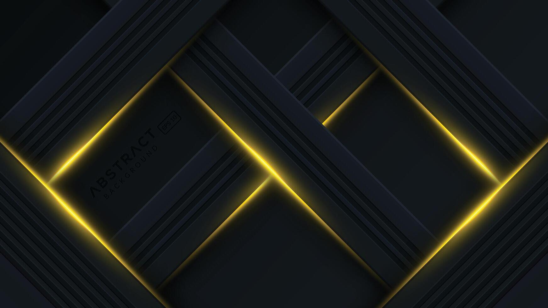 Abstract black background with diagonal golden lines vector