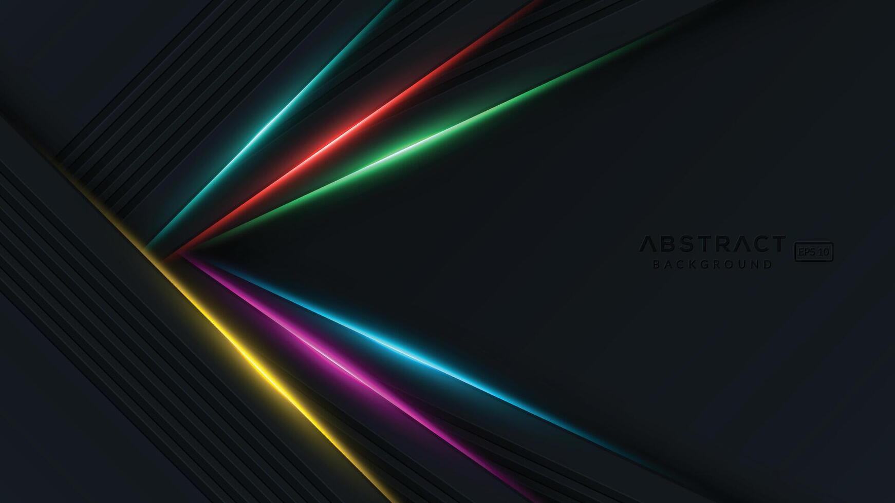 Luxury black abstract dimension background with colorful light vector