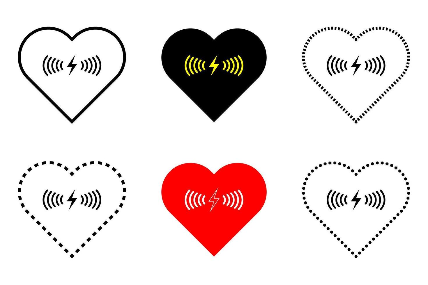 Aed sign with heart and electricity symbol. vector