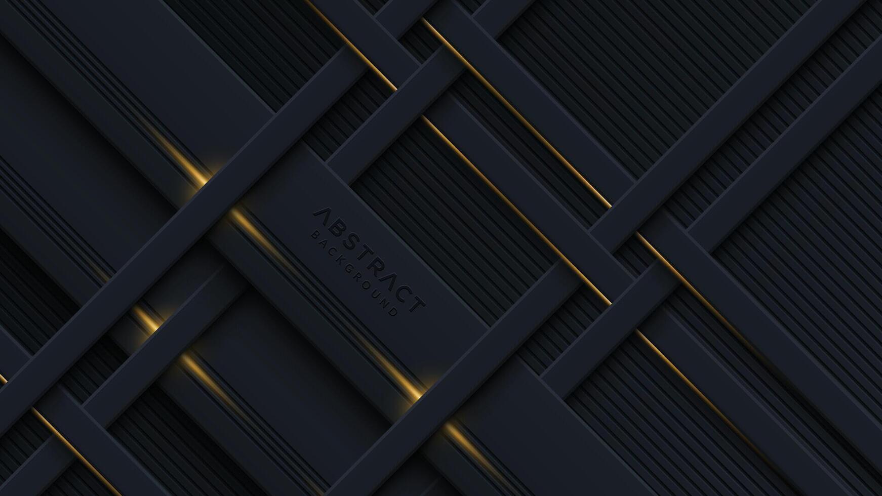 Abstract black background with diagonal golden lines vector