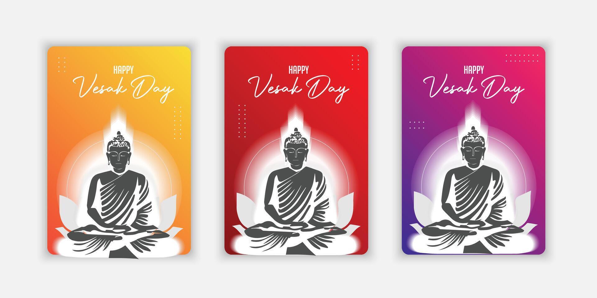 Vesak Day Creative Concept for Card or Banner. Vesak Day is a holy day for Buddhists. Happy Buddha Day with Siddhartha Gautama Statue Design vector