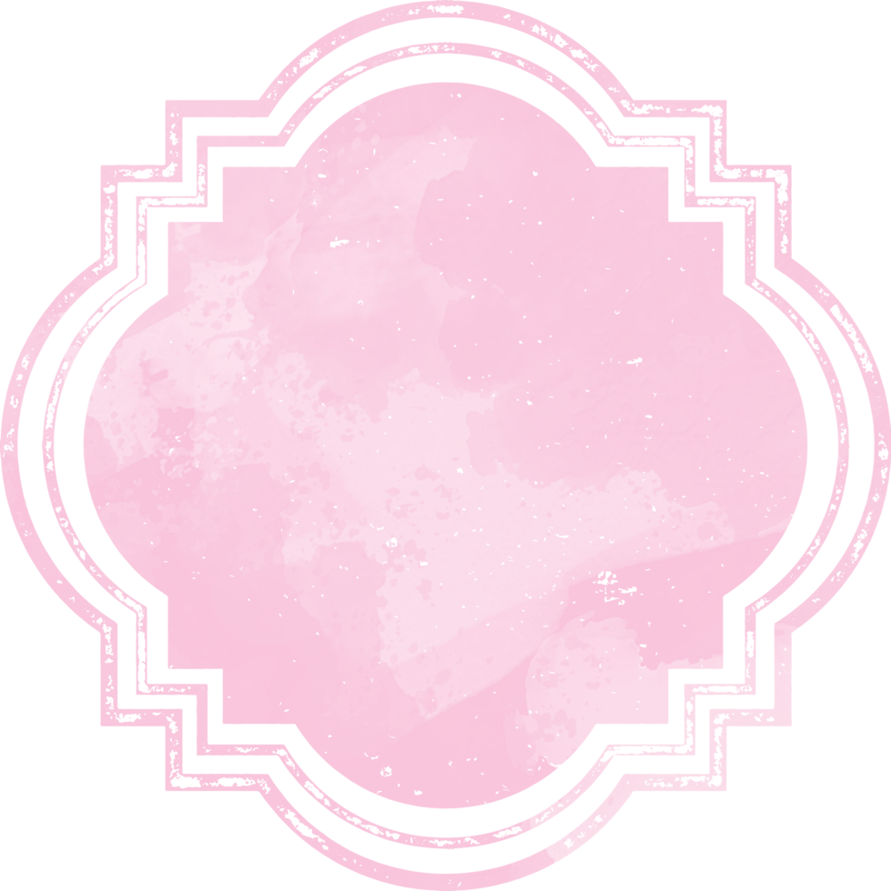 Pink Watercolor Badges Frame Illustration png