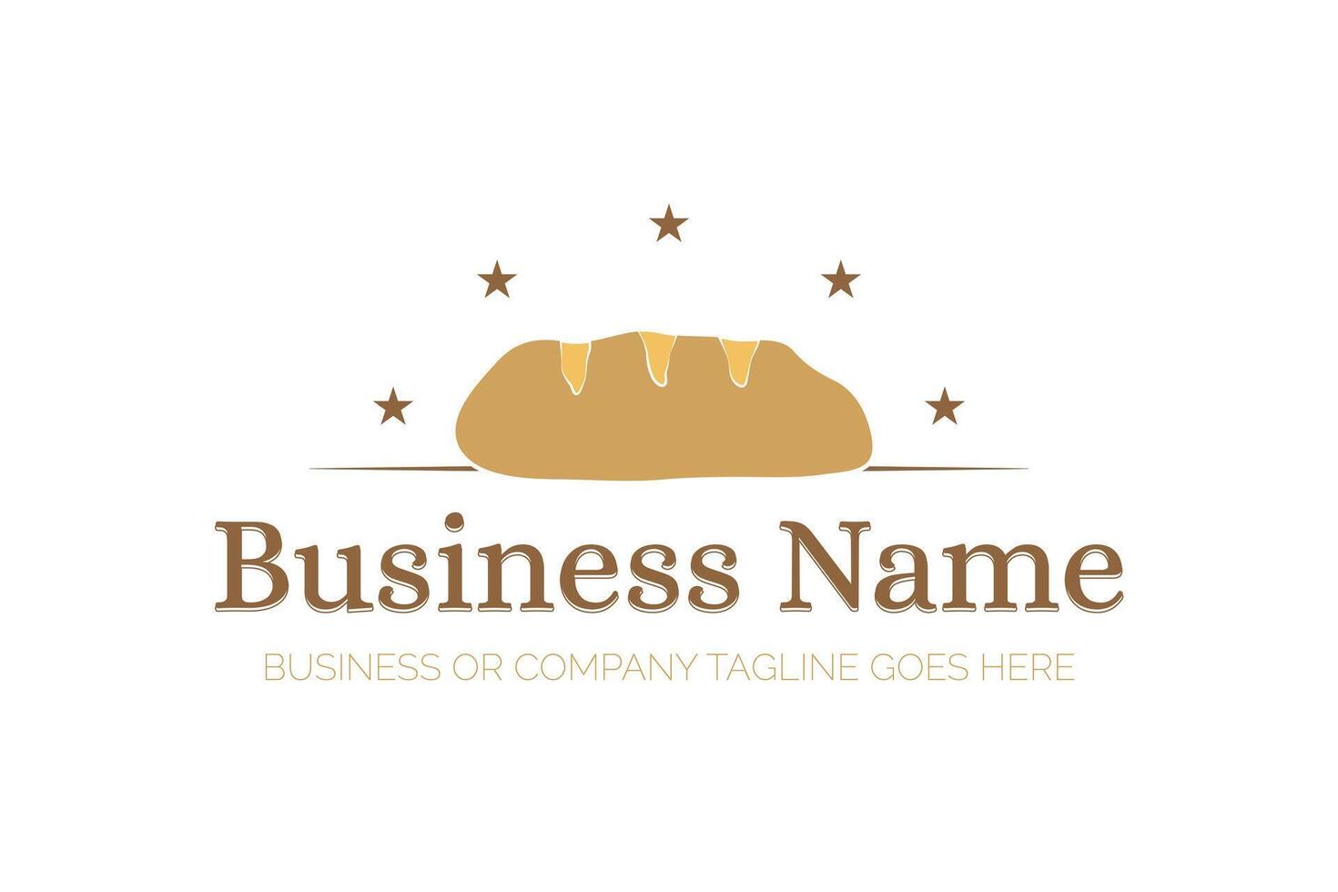 Bakery Logo with Bread Loaf Illustration and Stars vector