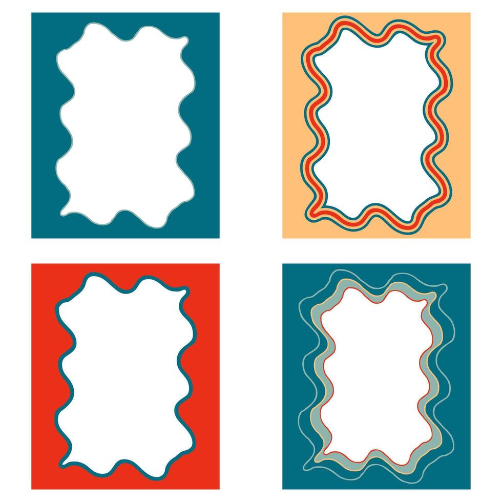 Wave curved edge borders background collection. Geometric abstract frames set. Hand drawn illustration. vector