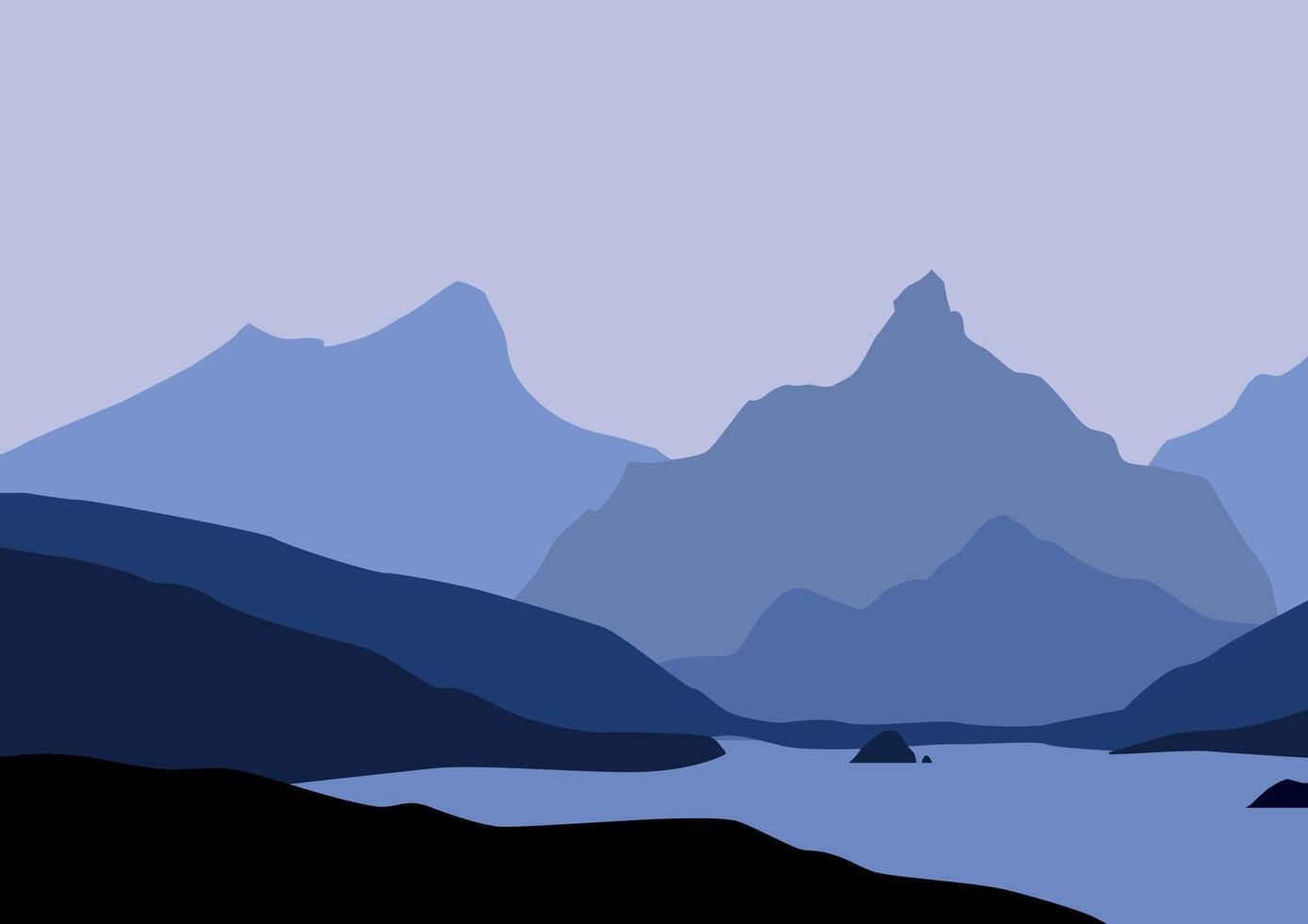 Mountains in lakes. Illustration in flat style. vector