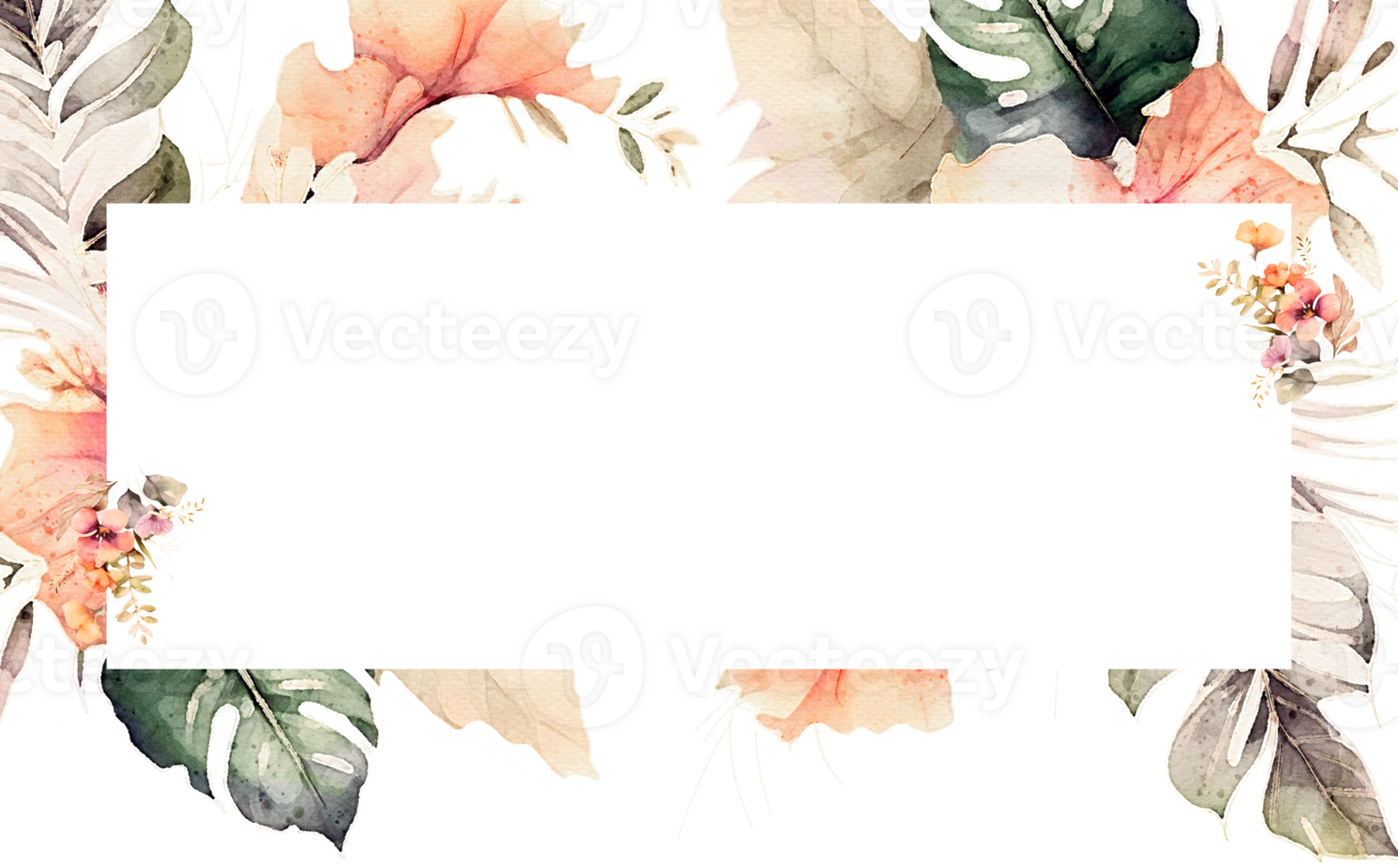 Watercolor Flower Frame Illustration png