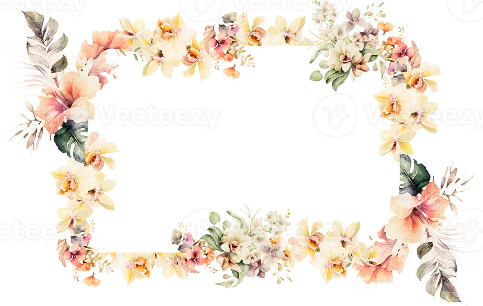 Watercolor Flower Frame Illustration png