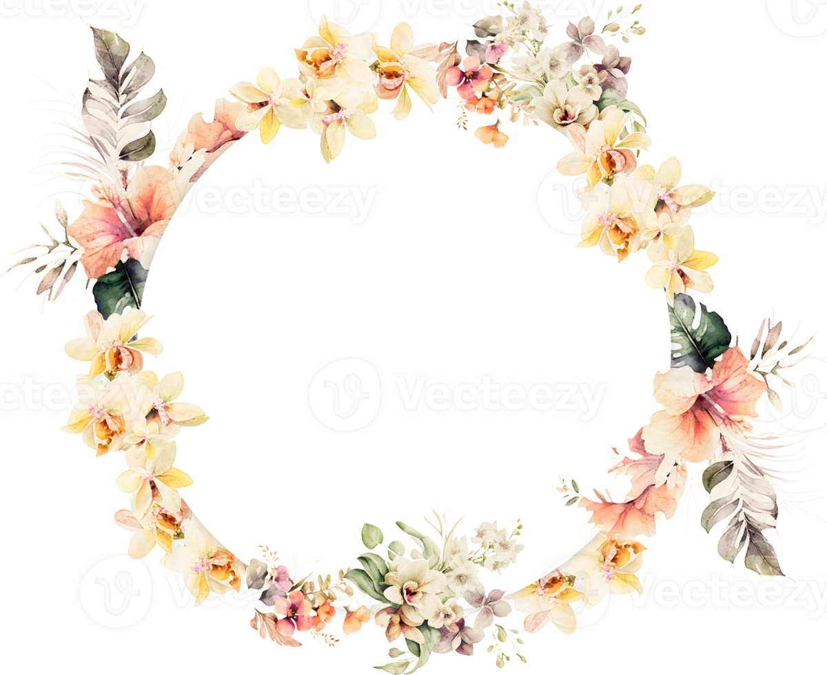 Watercolor Flower Frame Illustration png