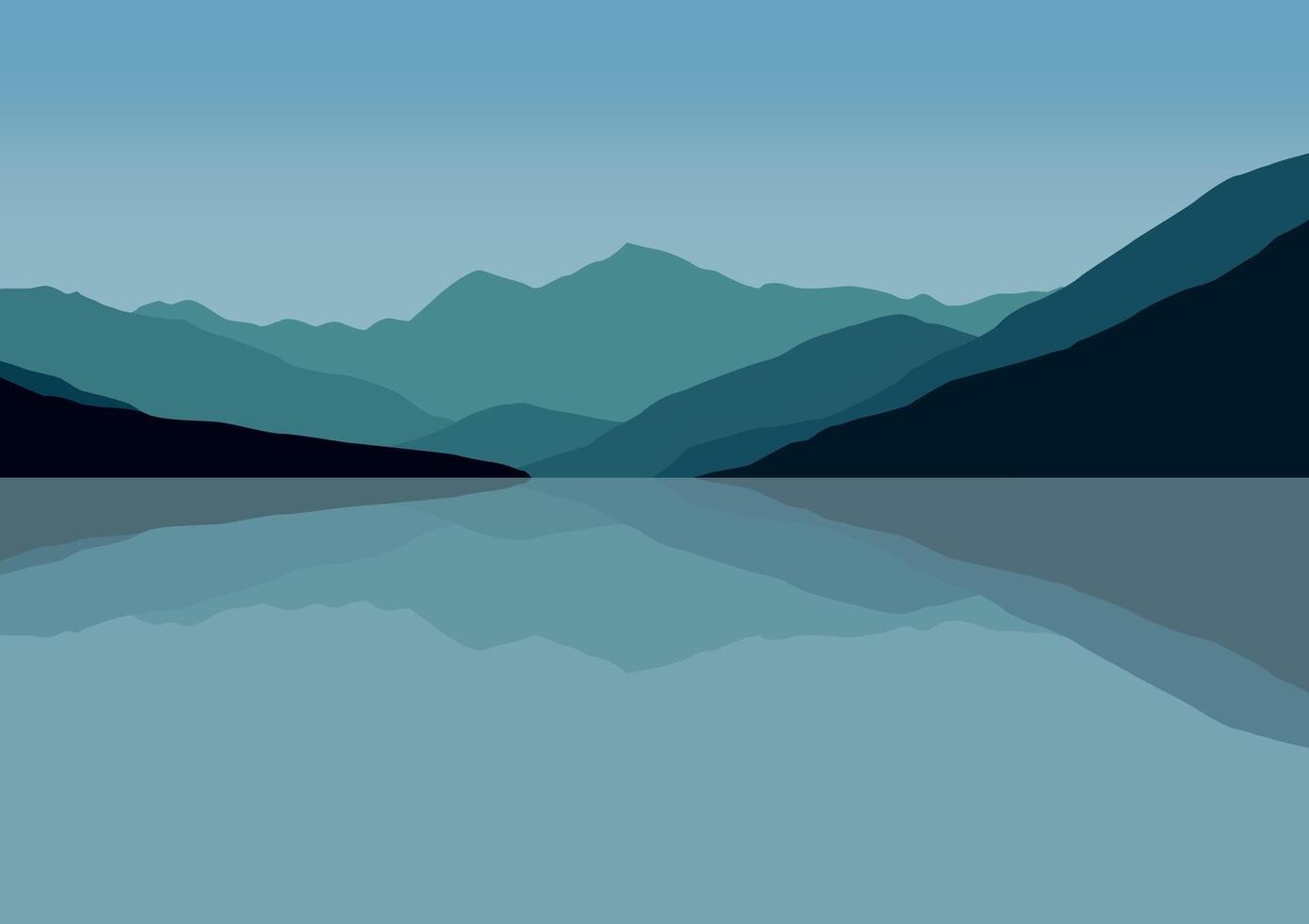 Mountains in lakes. Illustration in flat style. vector