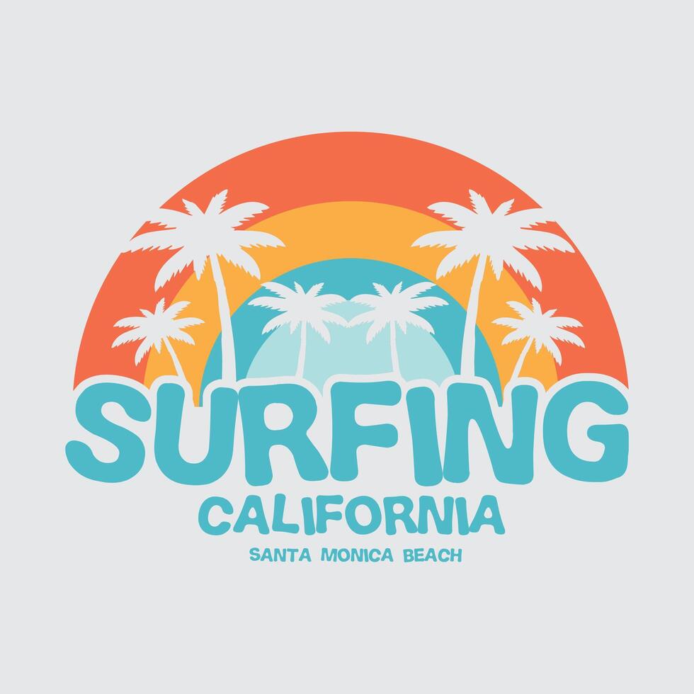 California surfing beach Illustration typography for t shirt, poster, logo, sticker, or apparel merchandise vector