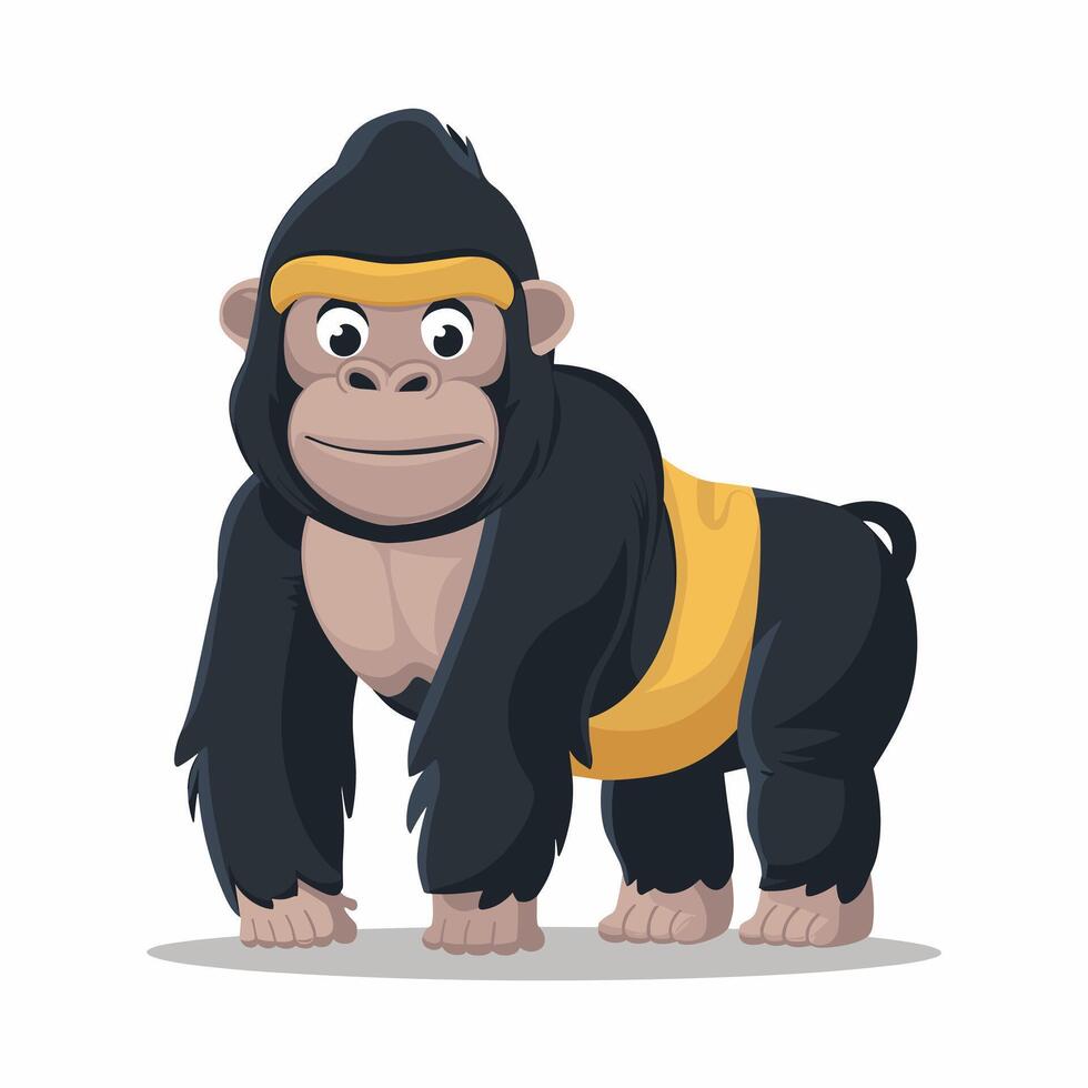 flat Cartoon funny gorilla on white background vector