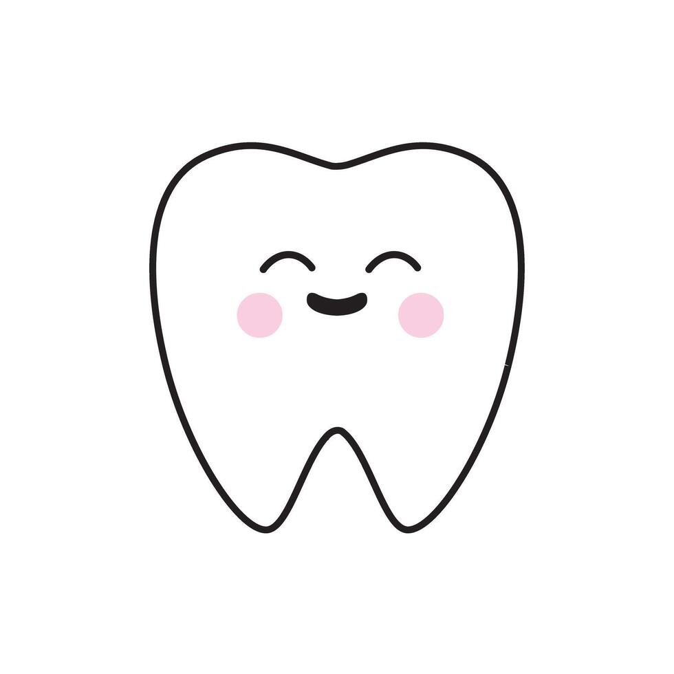 Cute tooth character icon. vector