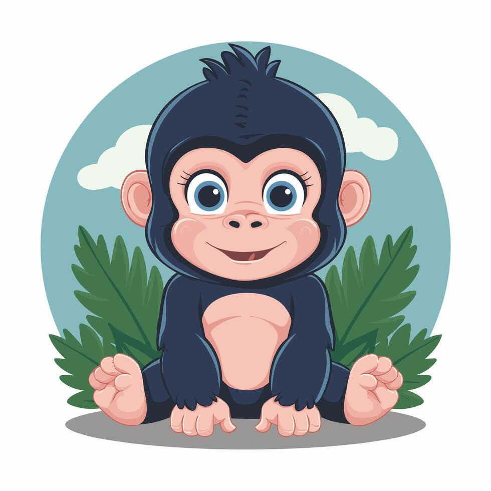 flat Cartoon funny gorilla on white background vector
