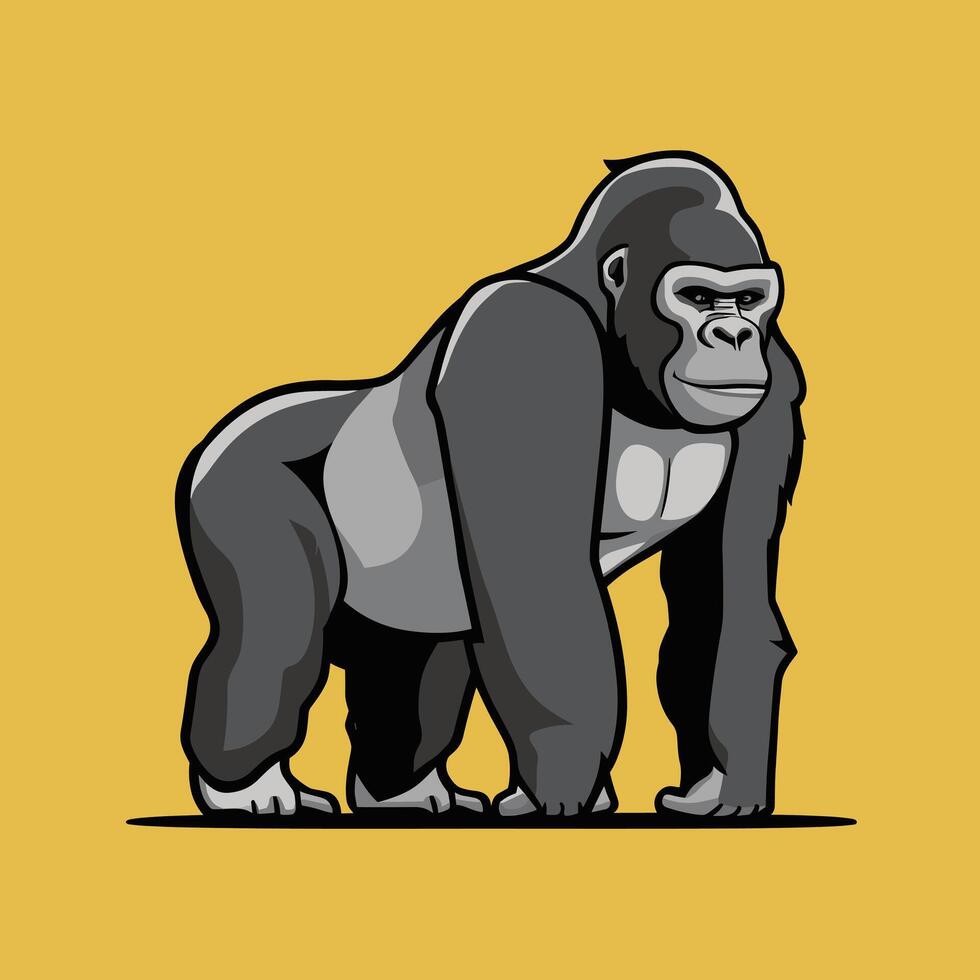 flat Cartoon funny gorilla on white background vector