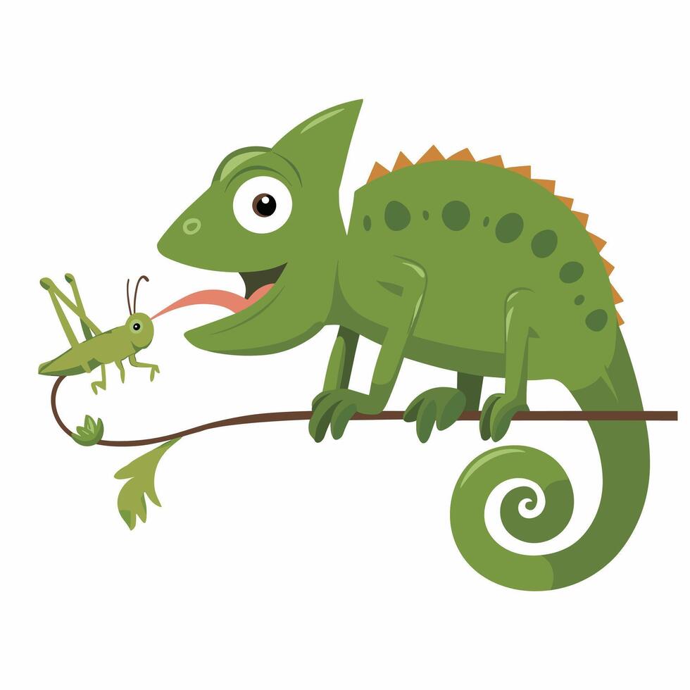 Cute Green Lizard Cartoon Illustration vector