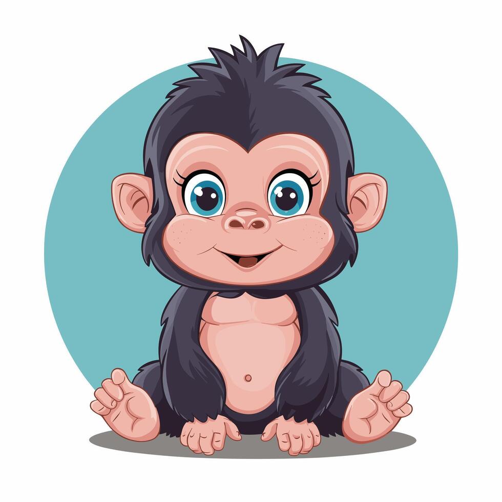 flat Cartoon funny gorilla on white background vector