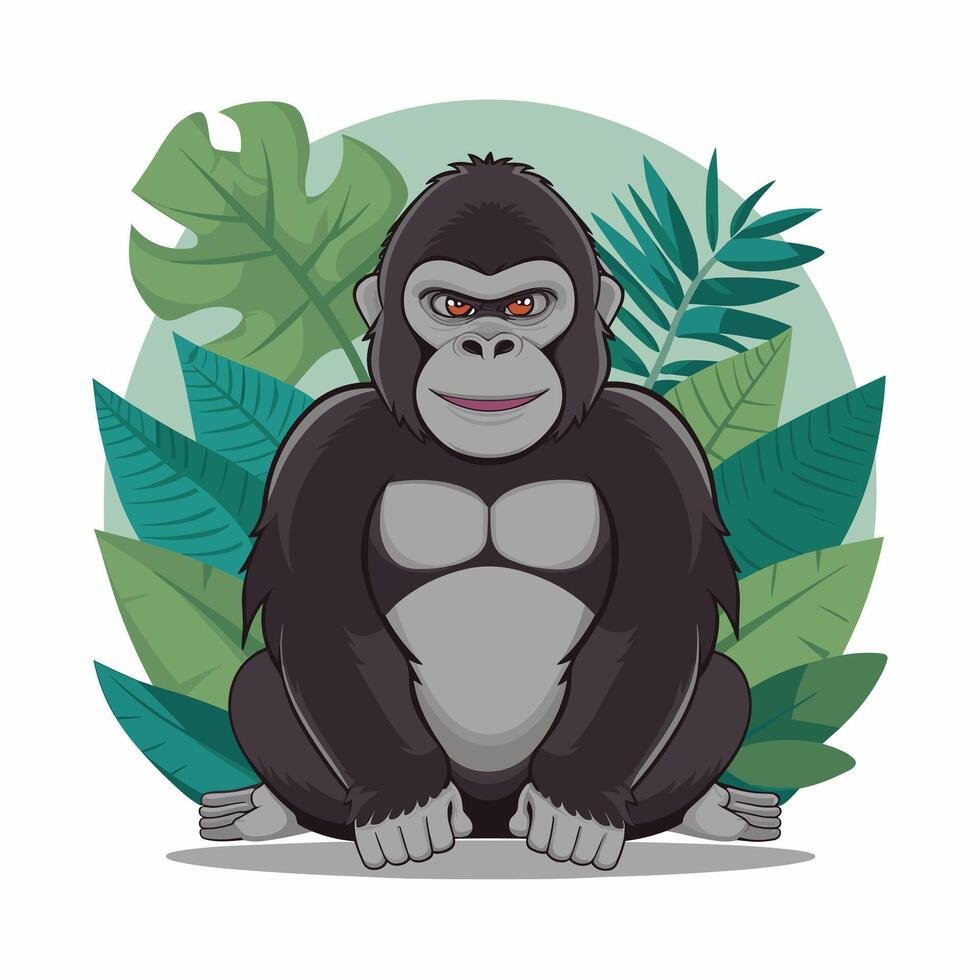 flat Cartoon funny gorilla on white background vector