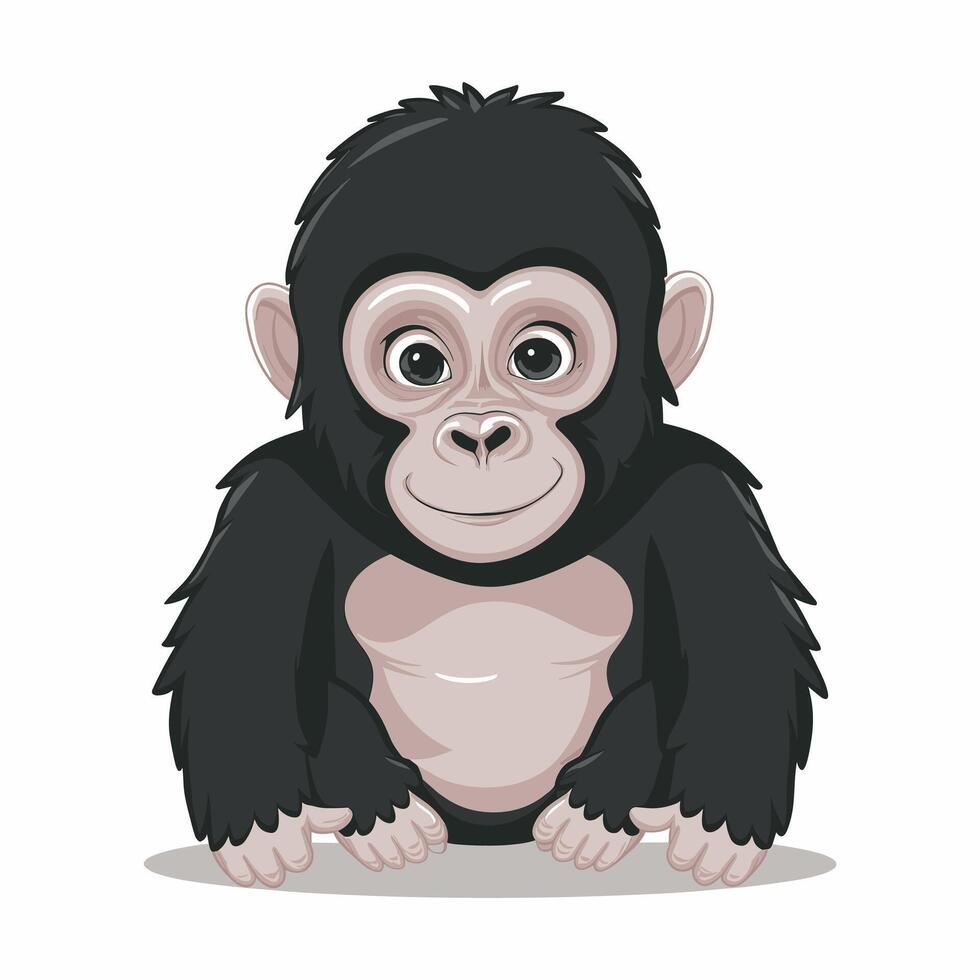 flat Cartoon funny gorilla on white background vector