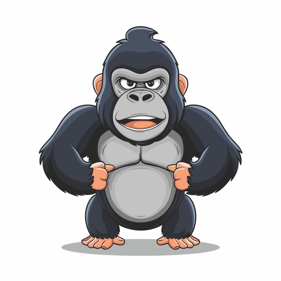 flat Cartoon funny gorilla on white background vector