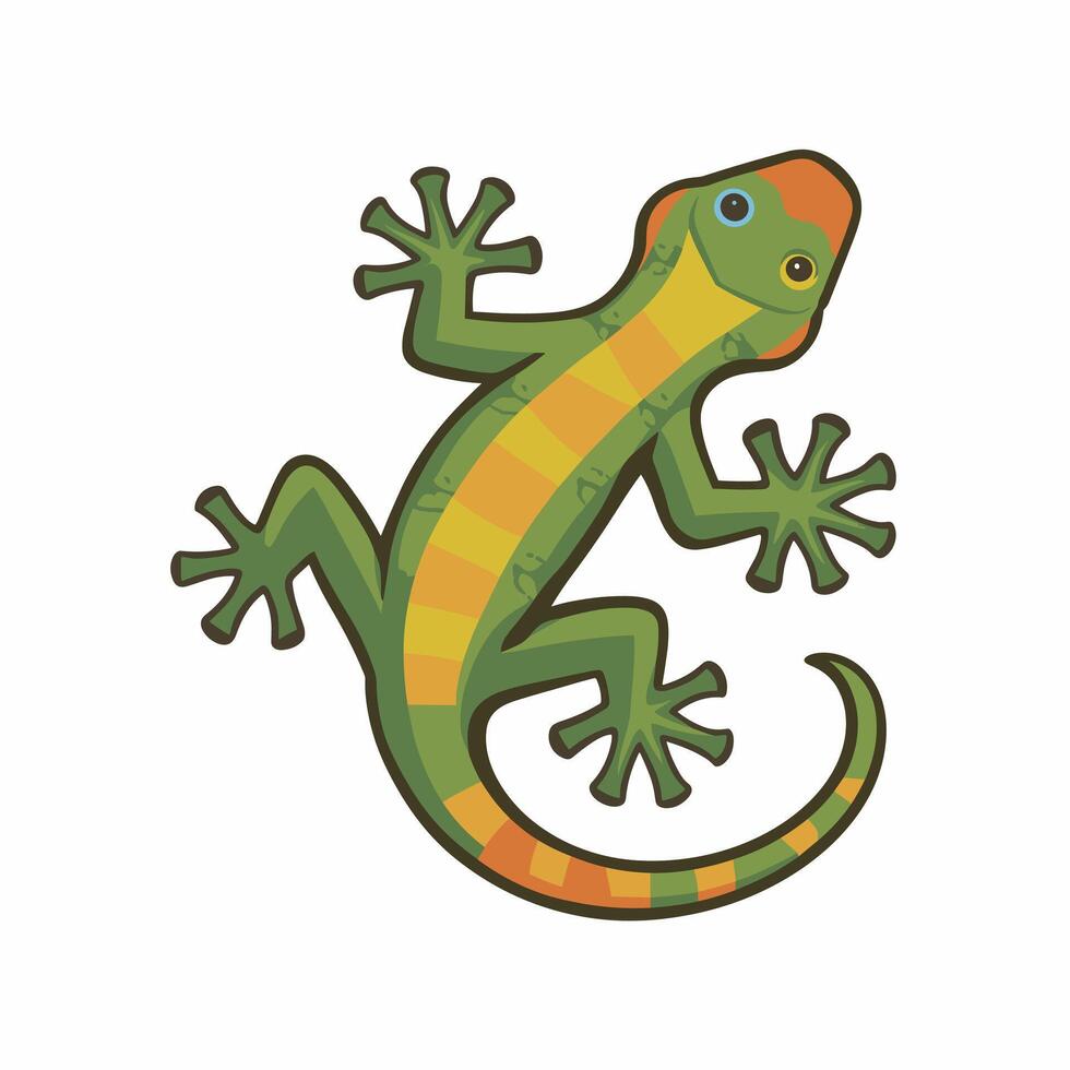 Cute Green Lizard Cartoon Illustration vector