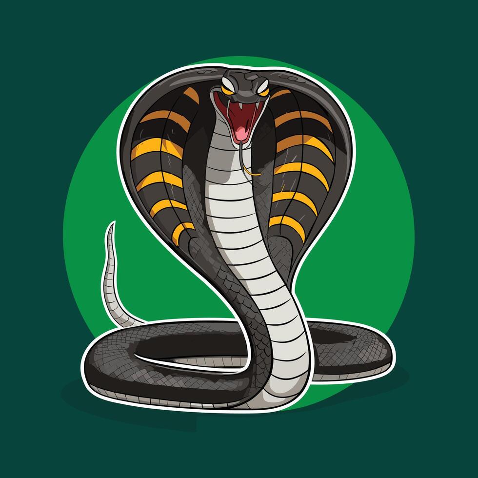 Cartoon green snake on white background vector
