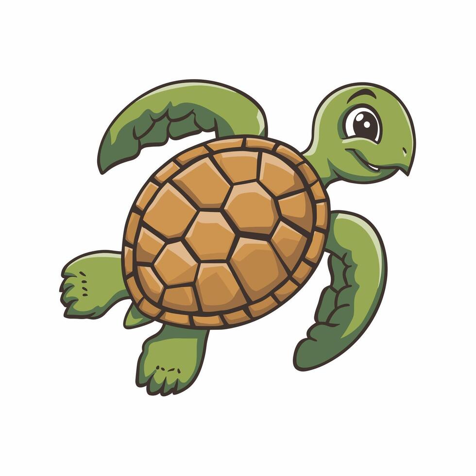 illustration of a smiling cartoon turtle white background vector