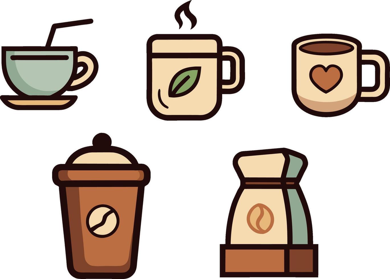Coffee Icons Set. Illustration Isolated On White Background vector