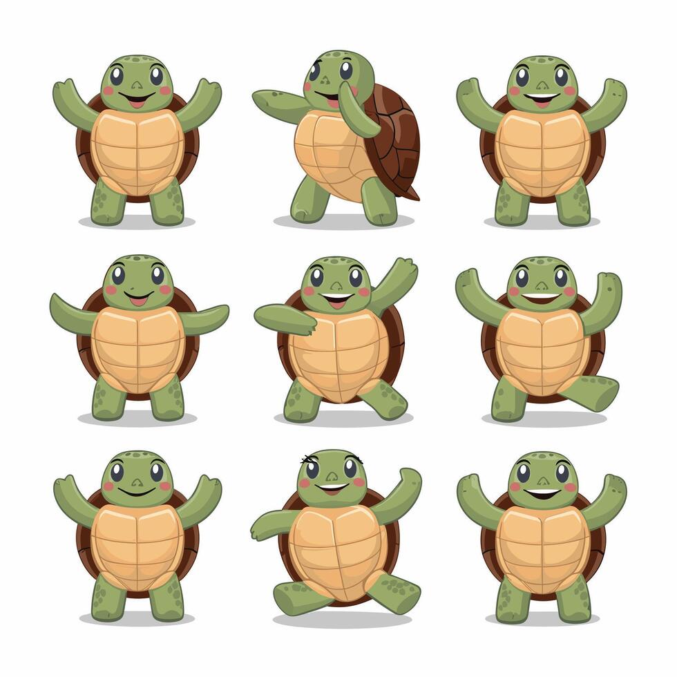 illustration of a smiling cartoon turtle white background vector