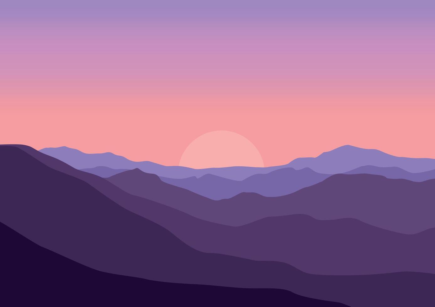 paisaje naturaleza panorama en el noche y Luna. ilustración en plano estilo. vector