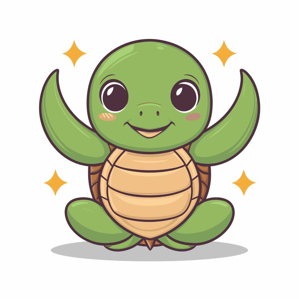 illustration of a smiling cartoon turtle white background vector
