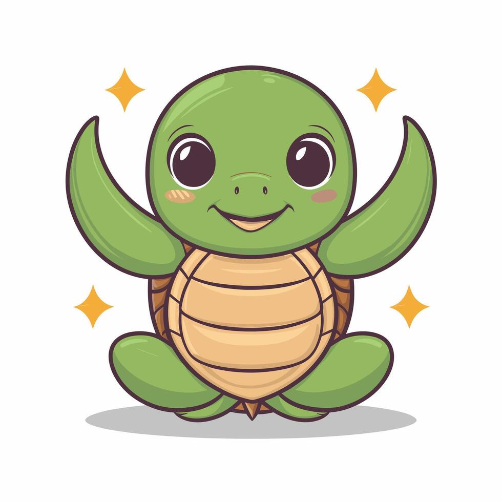 ilustración de un sonriente dibujos animados Tortuga blanco antecedentes vector