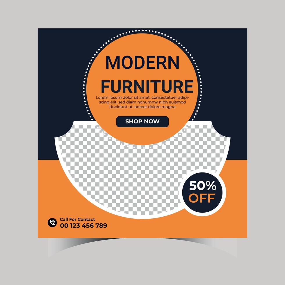 Modern furniture square social media template vector