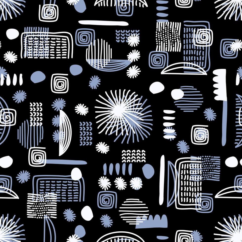 Abstract geometric modern hand drawn seamless pattern. monochrome authentic ornament. Use for clothing, home decoration, packaging and cases. vector