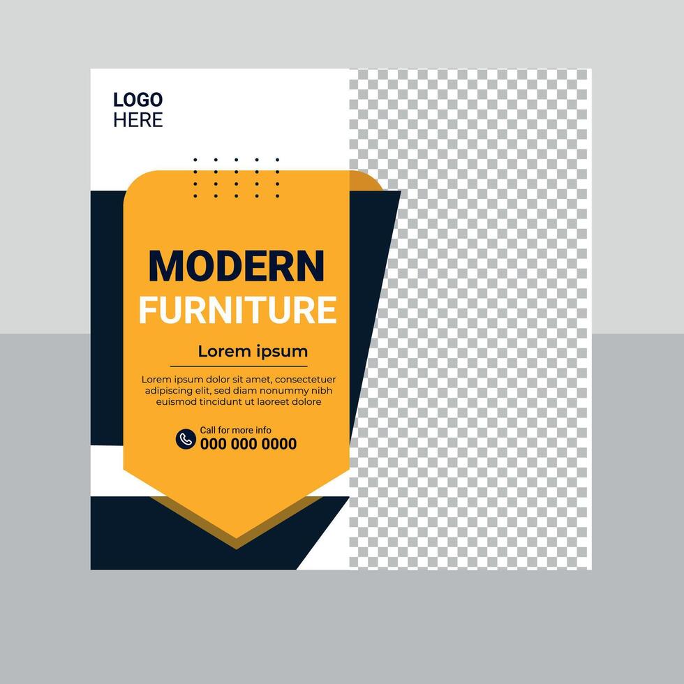 Modern furniture square social media template vector