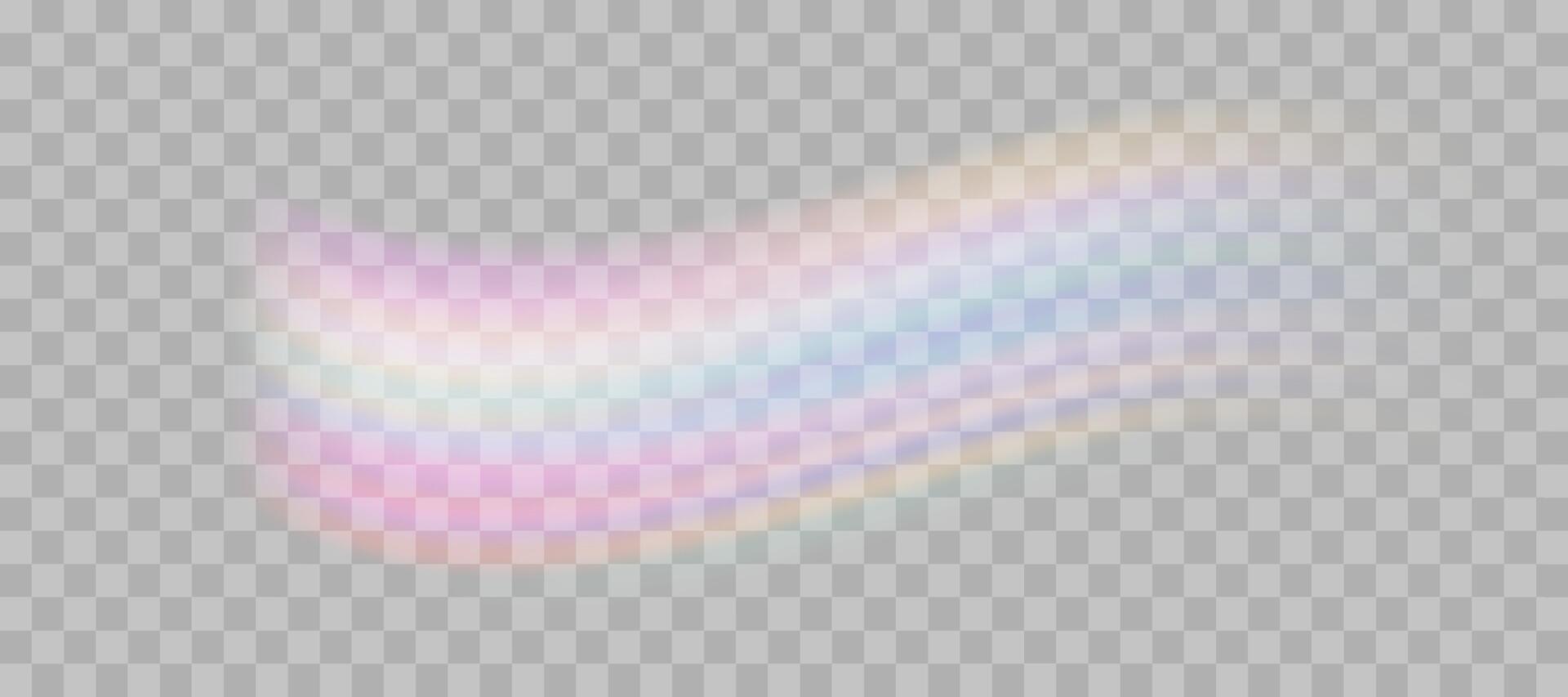 Blurred rainbow refraction overlay effect. Light lens prism effect. Holographic reflection, crystal flare leak shadow overlay. vector