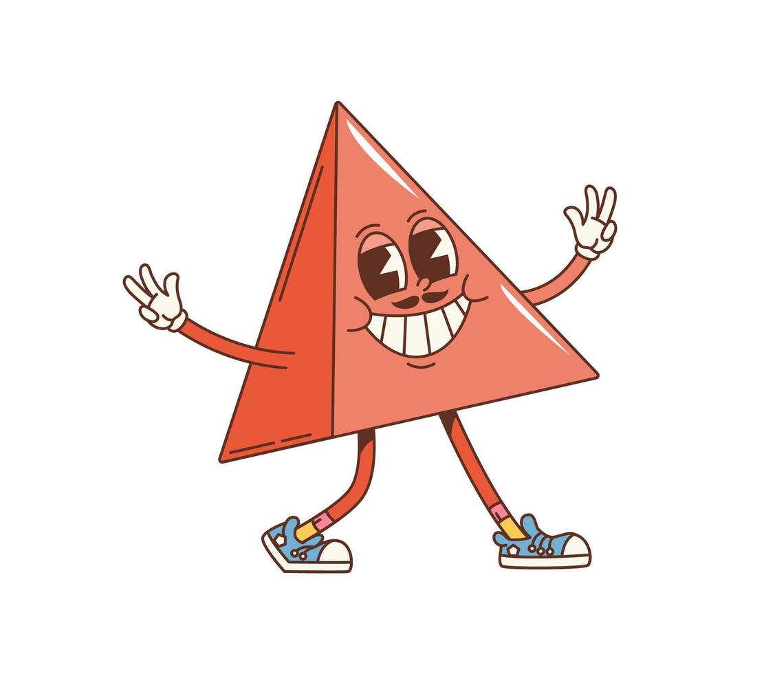 Cartoon groovy math geometric triangle figure vector