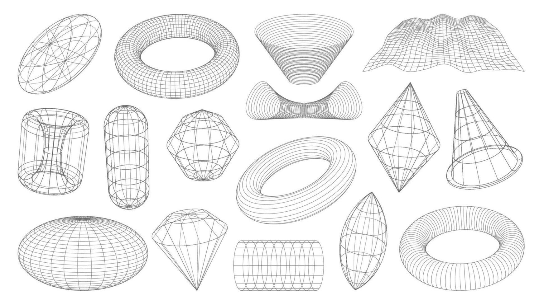 3d estructura metálica formas, brutal y tecnología rejillas malla vector