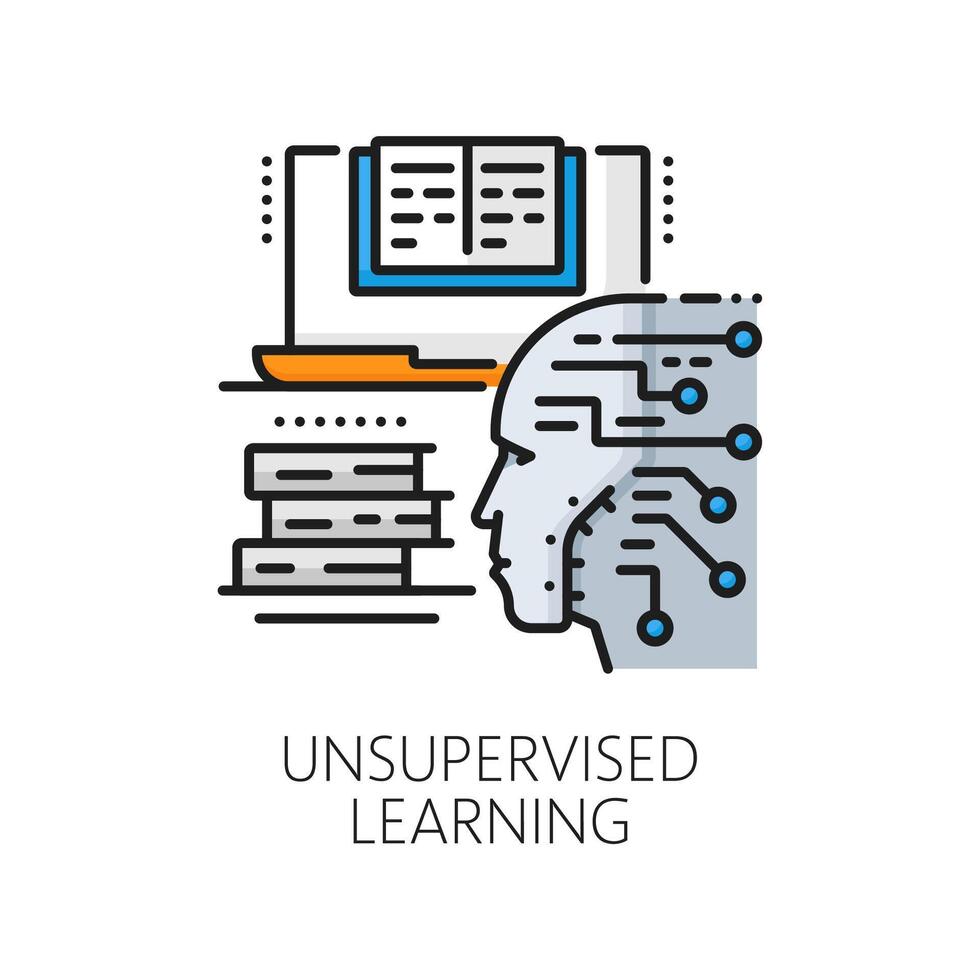 máquina aprendiendo, ai algoritmo Delgado línea icono vector