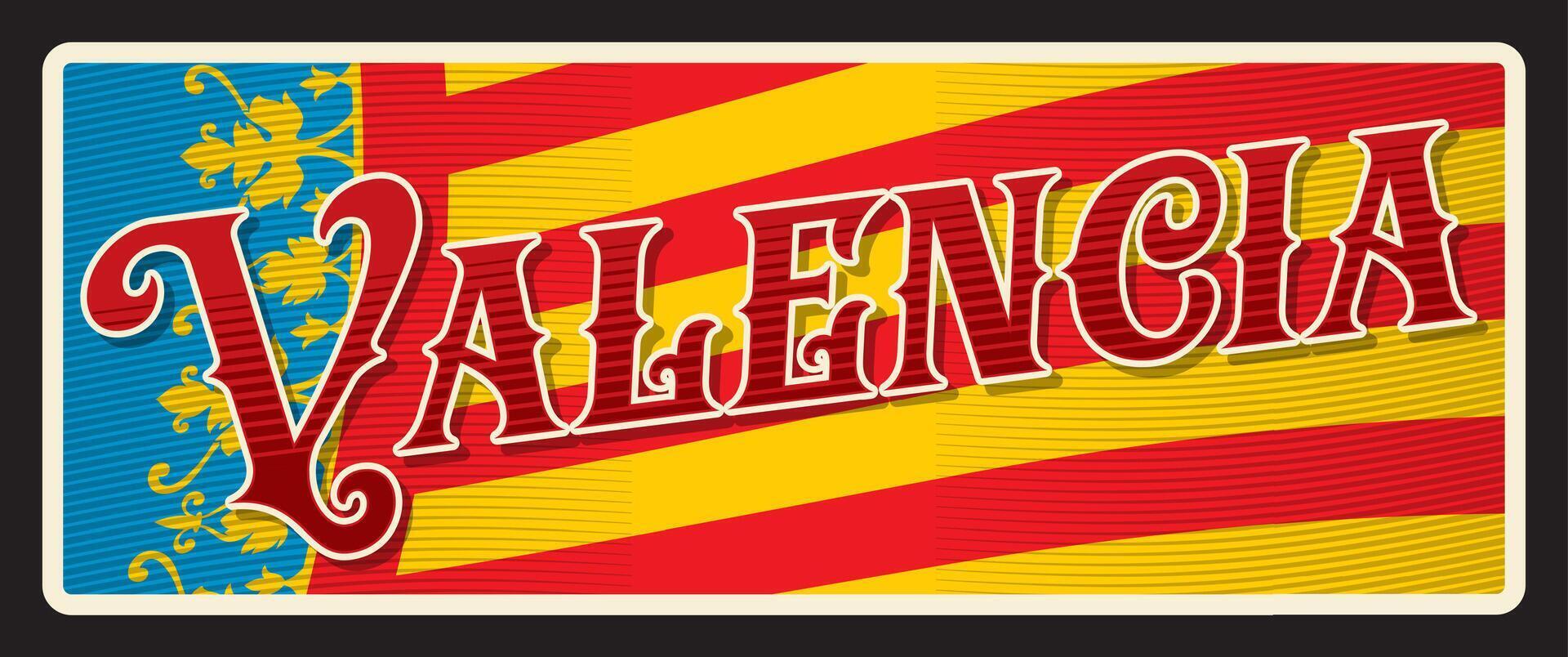Valencia Spanish territory, vintage travel plate vector