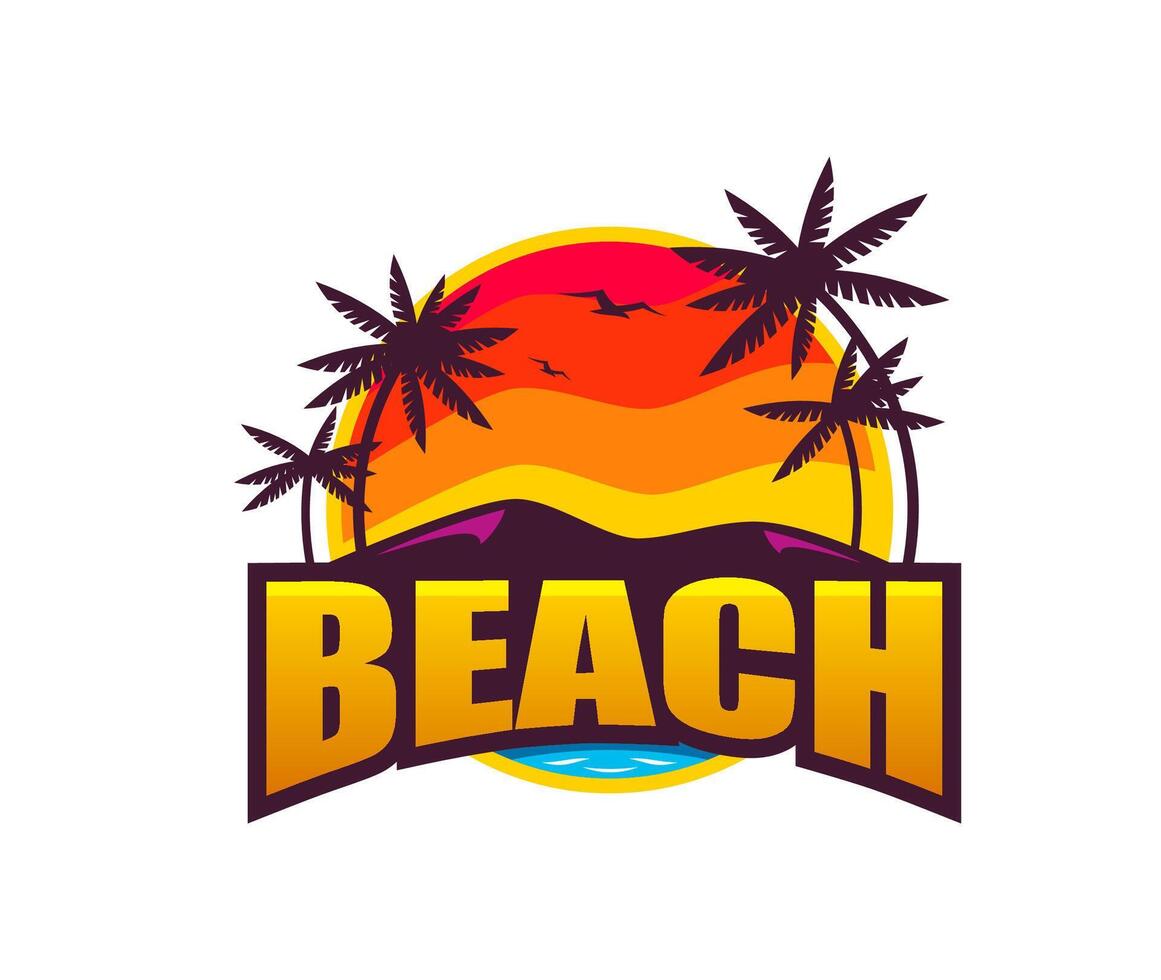 Paradise resort summer tropical beach palms icon vector