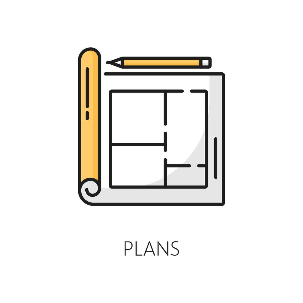 Real estate, house construction plan line icon vector