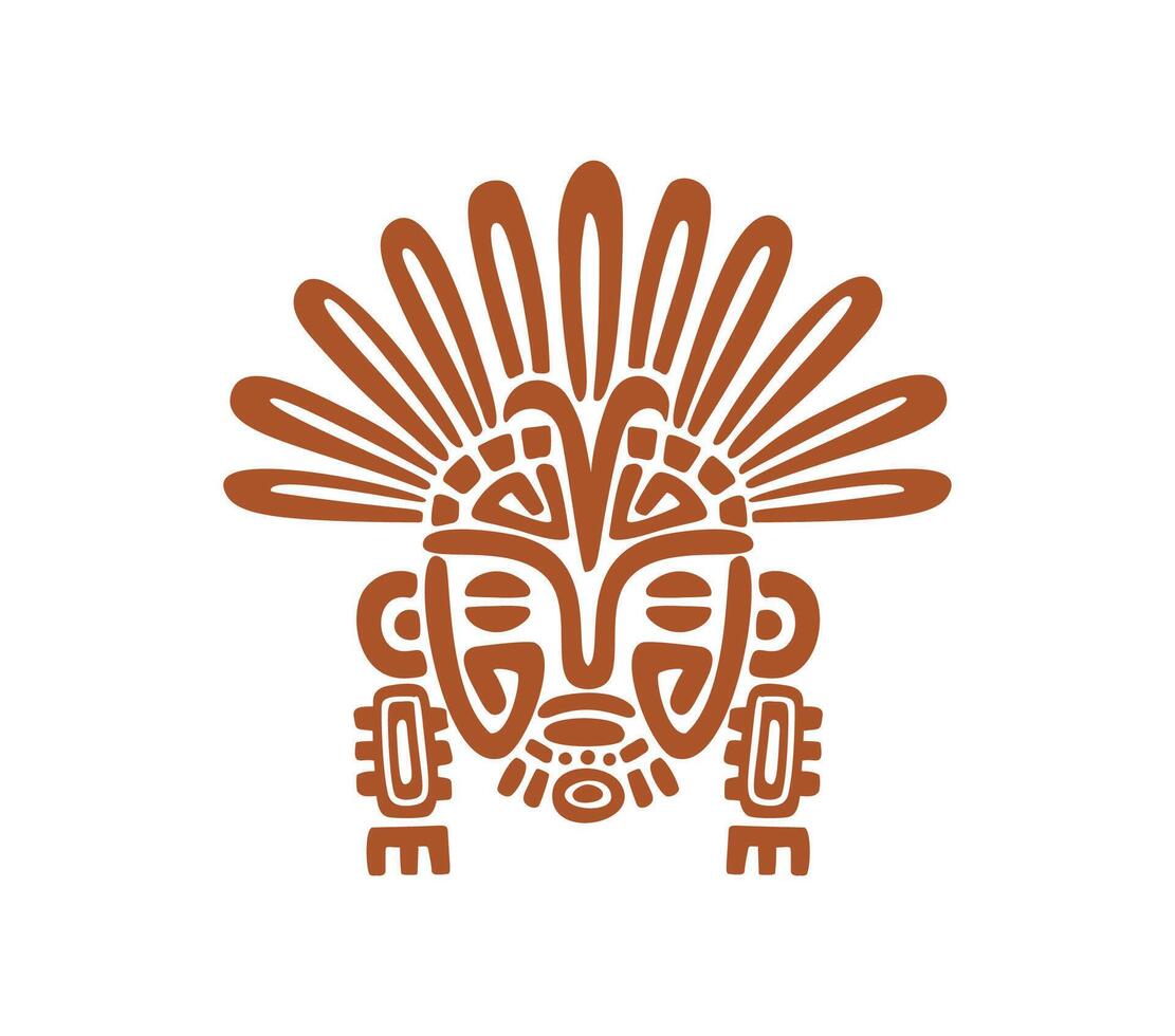 Aztec Mayan totem mask, Maya Inca tribal symbol vector