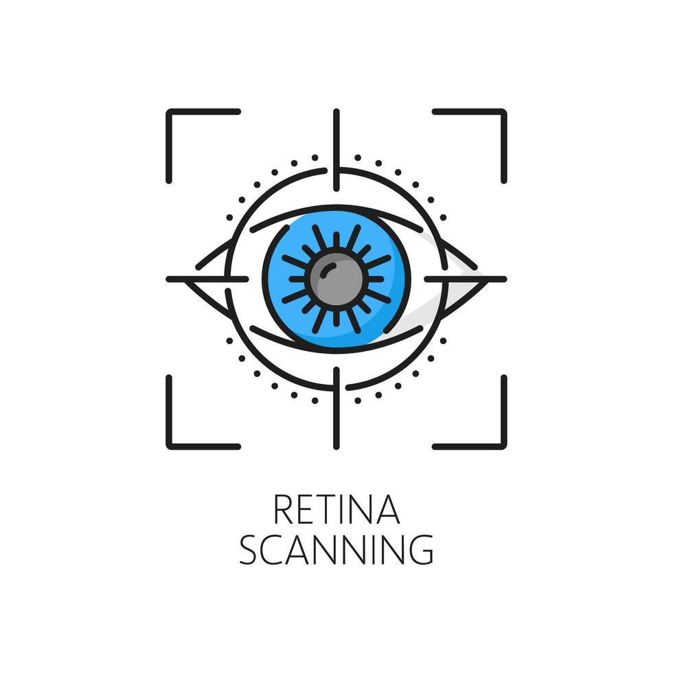 Retina scanning biometric identification icon vector