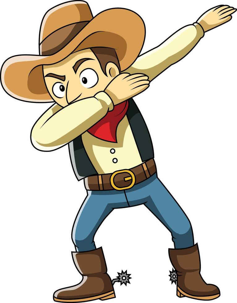 Dabbing cowboy character illustration vector