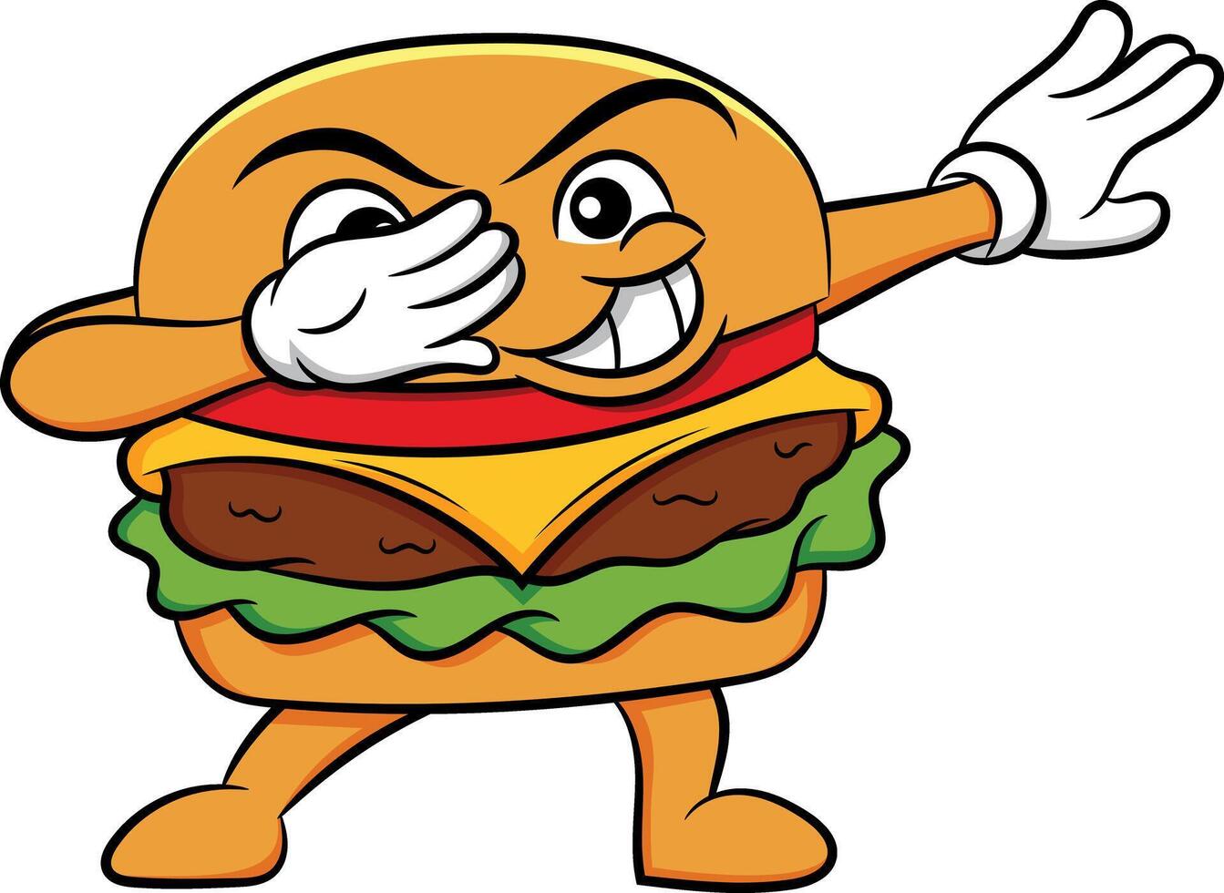 Dabbing hamburger sandwich illustration vector