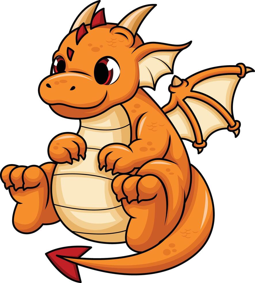 Orange chubby dragon illustration vector