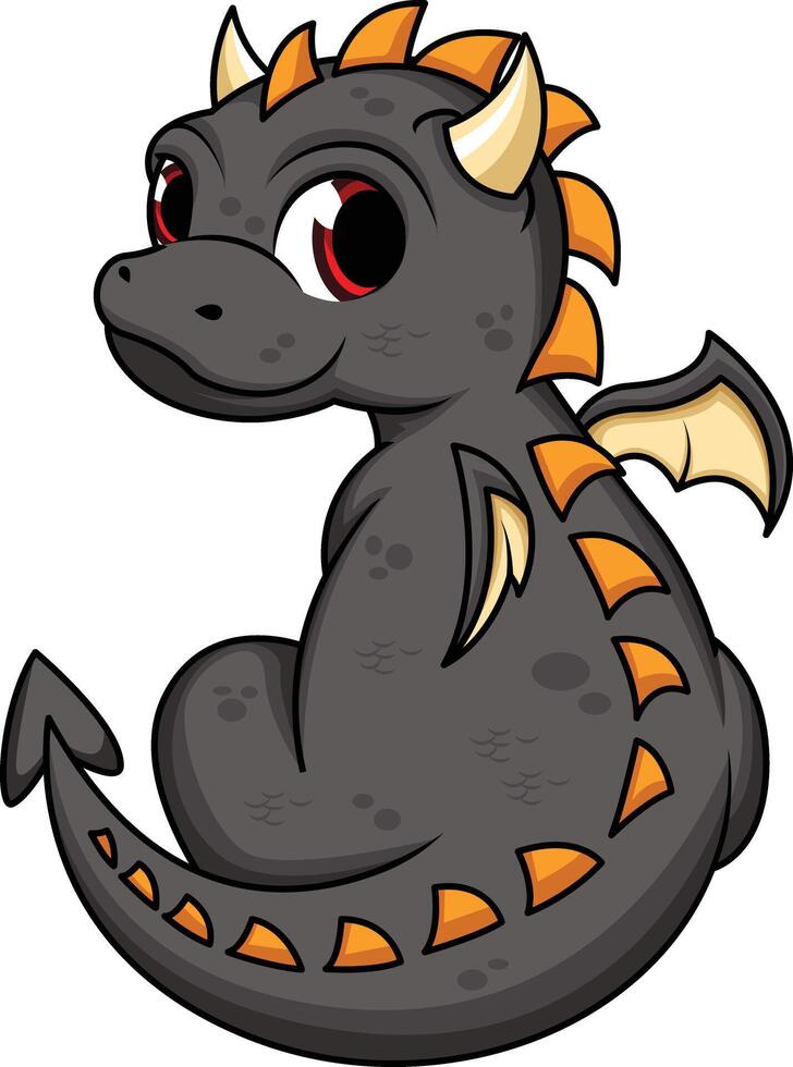 Cute black dragon illustration vector