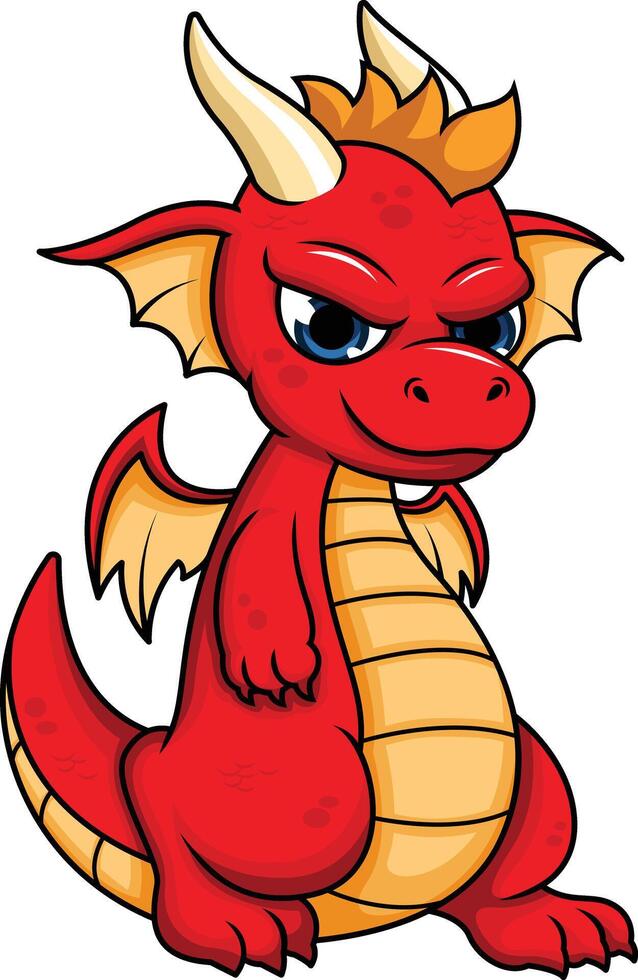 Cute red dragon illustration vector