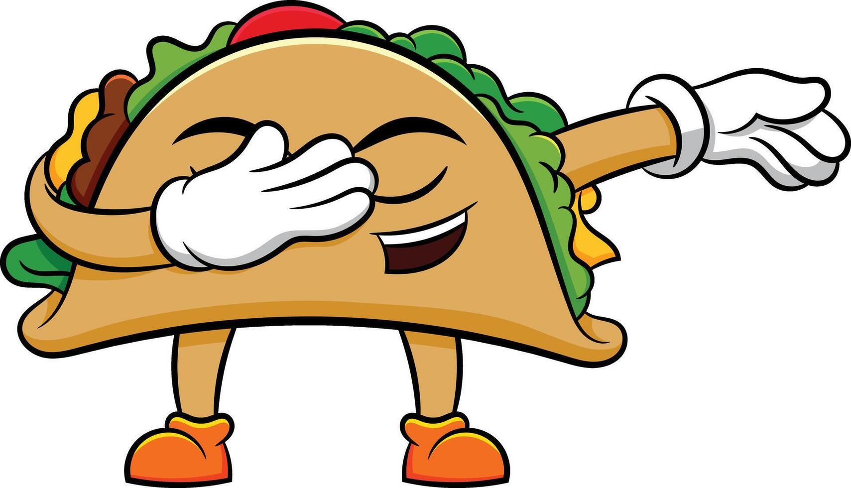 Dabbing taco character illustration vector